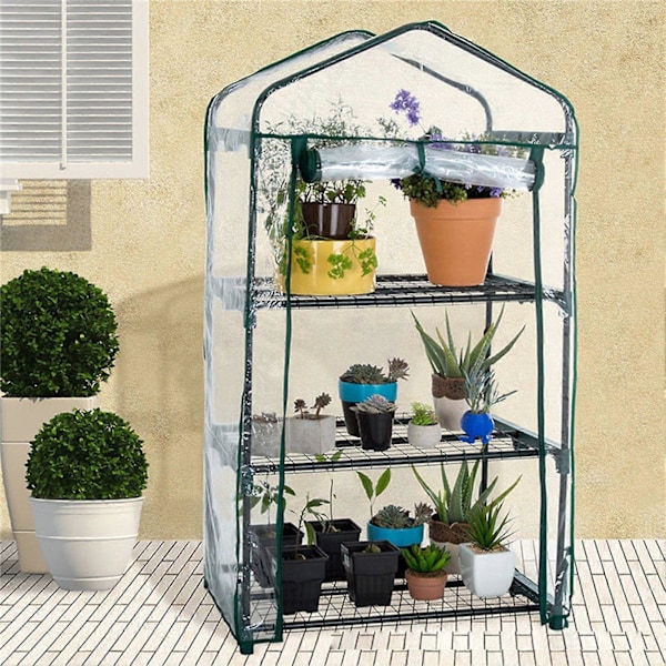 JIKAIX Växthusöverdrag Transparent Enkel Montering PVC Rullgardinsdesign Växthusväxtskydd för Trädgård[HK] Dual Layer