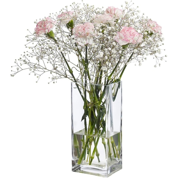 HKK Høy firkantet vase Hjem dekorativ blomst glassvase Bryllupsfest Bordsenter (4\"4\"10\")