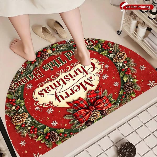 MERRY Design trykt halvcirkelformet gulvmåtte[HK] 40x60cm