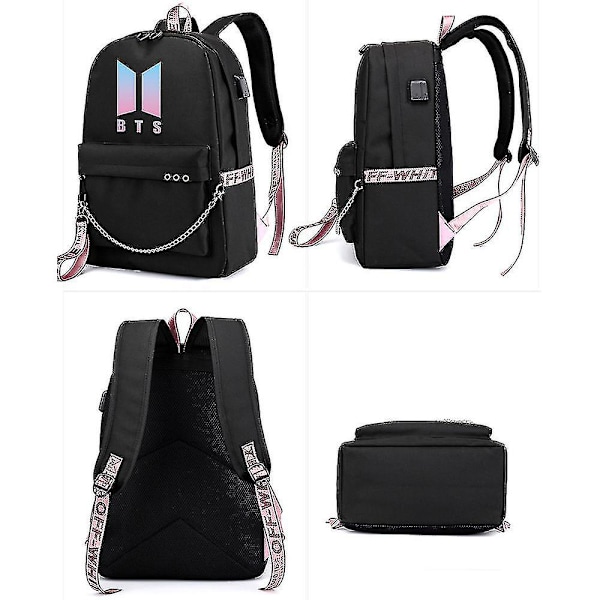 Bts-reppu Söpö USB-latauksella Koulureppu-colorcolor-1[HK]