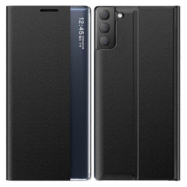 Til Samsung Galaxy S21 FE View Window Telefon Cover Anti-fald Læder Beskyttende Skal med Stativ[HK]SORT Style A Multicolor