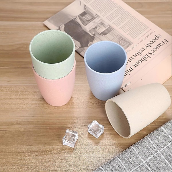 5 kpl, vehnänolkikupit (12 unssia), uudelleenkäytettävät juomakupit, astianpesukoneen kestävät mukit, BPA-vapaat [HK] 5Pcs Colorful