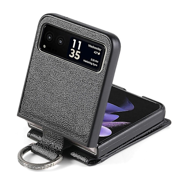 Litchi Tekstur Læder Telefon Cover Til Motorola Razr 40 S202412274918[HK] Black