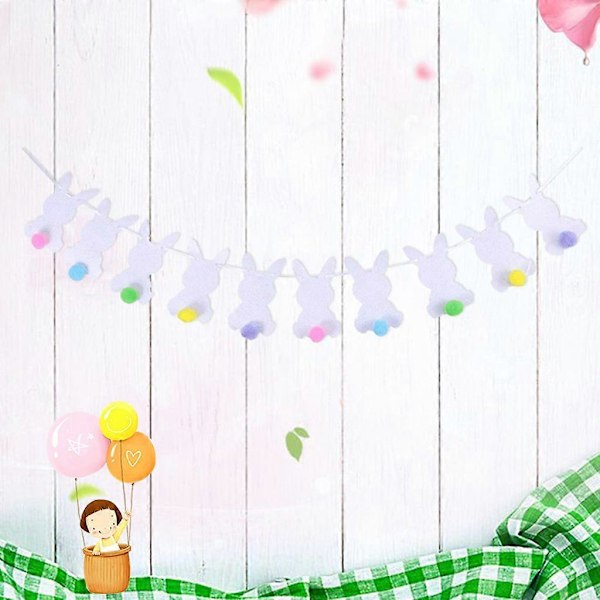 Glad Påske Kanin Bunny Bold til Banner Guirlande Vægophæng Vimpel Flag Dekoration [HK] Colorful