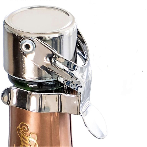 2 stk. Champagne Propper - Patenteret Forsegling (ingen Trykpumpe Nødvendig) - Professionel Champagneflaske Prop - Mousserende Vin Prop [HK] Gold