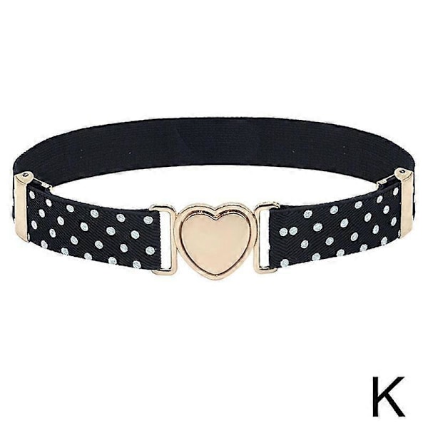 Jenter Elastiske Belter Justerbart Midjebelte Tenåringsbukser Hjerte NYTT. Belte[HK] Black and white dots