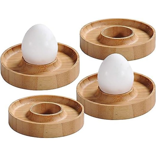 4 stk Eggekopp - Materiale: Bambus - Diameter: 10cm - Høyde: 3 Cm - Farge: Brun([HK])