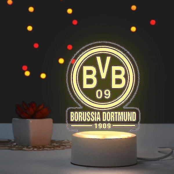 Borussia Dortmund Football Night Light Luova fanien koristelu Football Clubin ympärillä oleva koriste syntymäpäivälahja[HK]