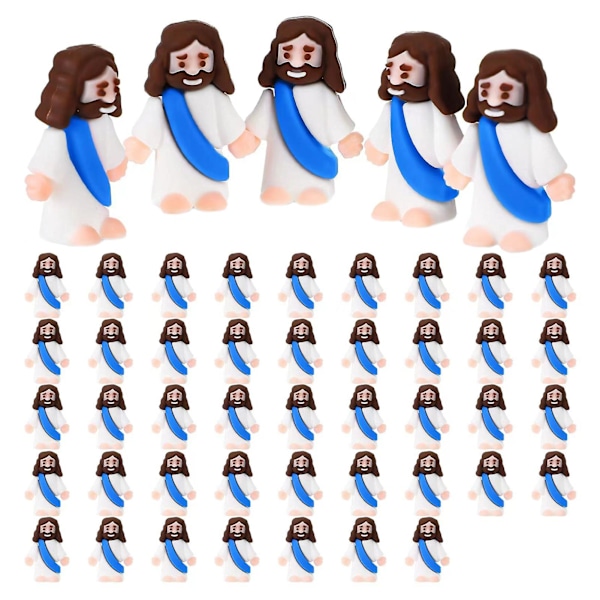 12/48 stk Mini Jesus Figur PVC Frelser Jesus Figur Modell Statue Skulptur Skrivebordsdekorasjon Påskepynt Julefestivalgave [HK] Blue 48pcs