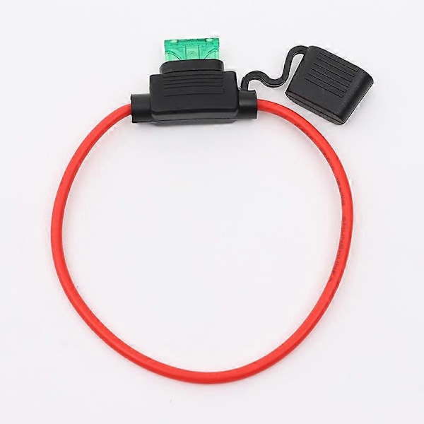 2-pack 12ga Säkringshållare, Inline Säkringshållare 12 Gauge Säkringshållare 12v Vattentät Pigtail Bladsäkringsrelä med 30AMP ATC Säkringar[HK]