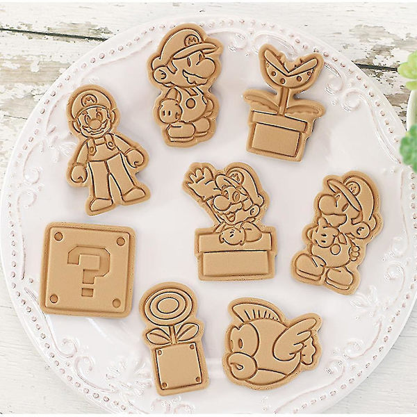 8-pakkaus Super Mario Bros. Keksimuotit Hienot Pelikakku Muotit Fondant Leivonta DIY Jälkiruoka Muotti Työkalu[HkkK]