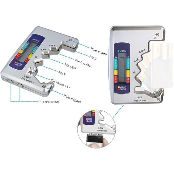Universal Digital Batteritester til AA AAA CDN 9V 1.5V Knapcelle Mini Batterier[HK]