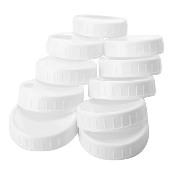 HKK  10pcs Plastic Storage Caps Lids Ribbed For 86mm Standard Regular Mouth Mason Jar Bottle