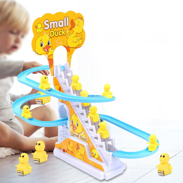Elektrisk andelegetøj, der klatrer op ad trapper, indendørs legetøj til drenge og piger, 9 stk. gul and [HK] 9pcs Yellow Duck