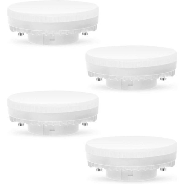 4 stk. GX53 LED-pære 7W 3000K, Varmhvit, Ikke dimbar, Flimmerfri, Erstatter 50W Halogen GX5.3 eller CFL 9W 13W, 560 lumen, 120[HK]