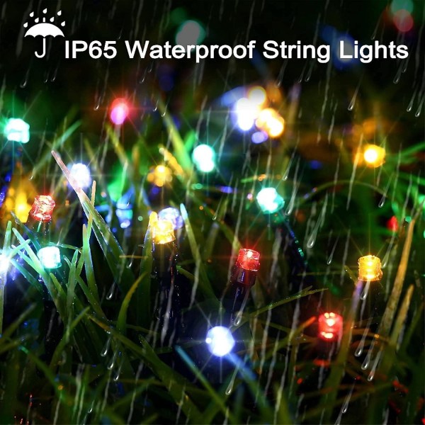 2 Pack Solar String Lights hver 72ft 200 LED 8 Modi Utendørs String Lights Vanntett Solar Fairy Li[HK] Multicolor