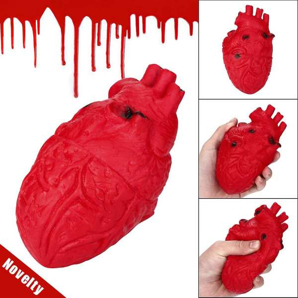 Uutuus silikonistressipallo Pelottava urut sydäntä puristava lelu stressiä lievittävä lelu[HK] Red