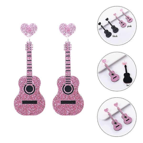 1 par lyserøde klassiske guitarøreringe til dekoration akryløreaccessories [HK]