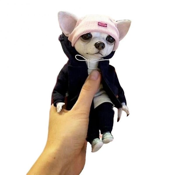 Søte dyr Mogwai Håndlagde valpe plysjdukker av Valentina Gekova Chihuahua Sharpei Dog Status[HK] black