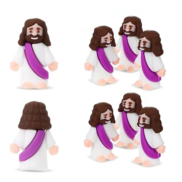 12/48 st Mini Jesus Figuriner PVC Frälsaren Jesus Figur Modell Staty Skulptur Skrivbordsdekoration Påskpynt Julfestivalpresent [HK] Yellow 12pcs