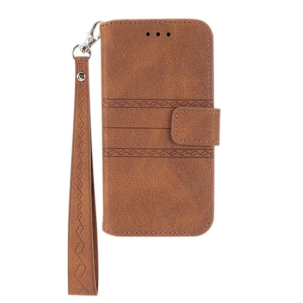 Präglat Läderfodral För Samsung Galaxy A34 5G[HK] Brown