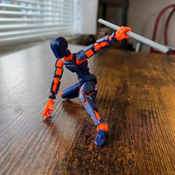 T13 Action Figure, Titan 13 Action Figure med 4 typer av vapen och 3 typer av händer, 3D- printed flerledad rörlig T13 Action Figur[HK] Orange blue