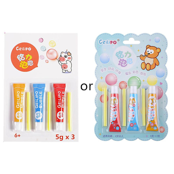Flerfärgad Bubbellim Bubbelblåsningsleksak Giftfri Plast Bubbelblåsningsverktyg Med Pip Interaktiv Leksak För Barn 6+  A  [HK]