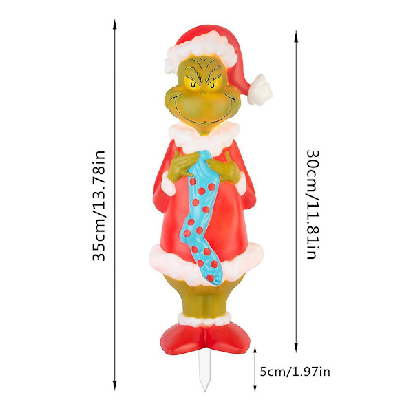 Jouluinen LED-valaistu Grinch-kyltti koristeluun pihaan, puutarhaan ja ulkotiloihin, joulukoristeet