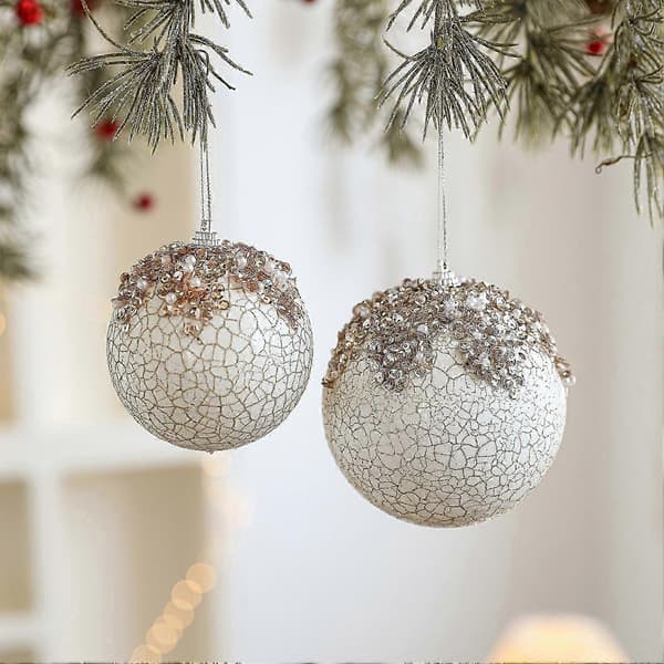 Paljettjulekuler med kunstperler for tre- og bryllupsdekor [HK] S B