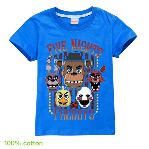 Gutter Jenter kortermet t-skjorte Five Nights At Freddy's Kids T-skjorte topper i bomull[HK] Blue 1-2Years