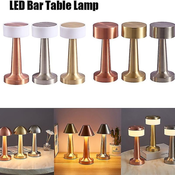 Retro Bar Bordlampe Led Tabl Lys Touch Genopladelig Trådløs Spisebordlampe Til Restaurant Hot[HkkK] D-Copper