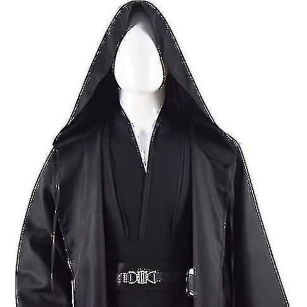 Högkvalitativ vuxen tunika kostym för Jedi-outfit Skywalker Halloween-kostym huvad kappa mantel komplett set uniform tre versioner [HK] Black 2XL