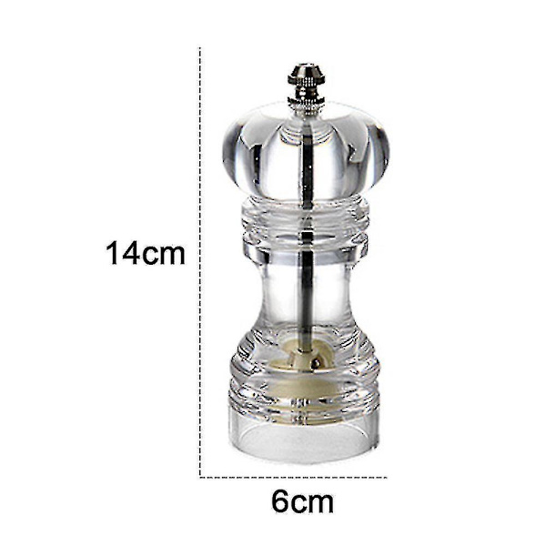 HK Pippurimylly ja suolapurkkisetti 2 suola- ja pippurimyllyraastimella säädettävällä karkeudella - läpinäkyvä 2Pcs5 Inch