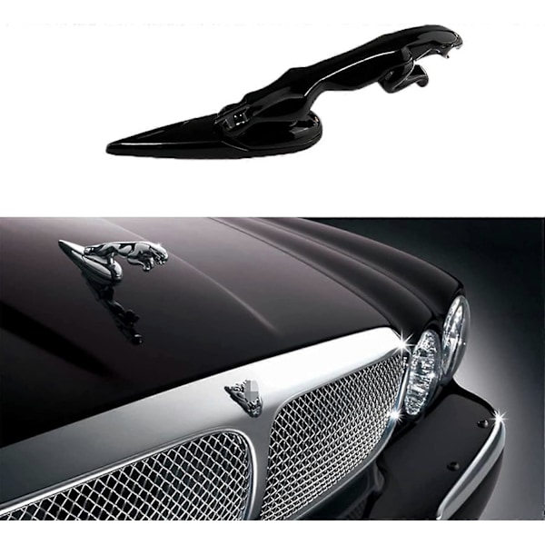 (Svart) Jaguar 3D Emblem Billogo Främre Motorhuv Ornament Bilskydd Krom Örn Badge för XF XJ XE XK XKR XFL XJS E Biltillbehör[HK]