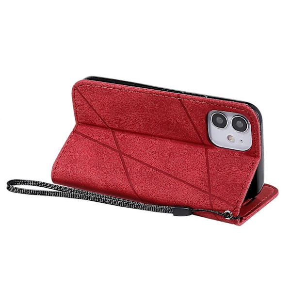 Plånboksfodral i Läder med Skin-touch Textur för iPhone 12 mini [HK] Style B Multicolor