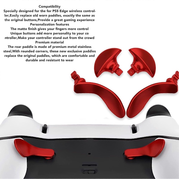 4 st Spelkontroll Bakre Paddlar Professionell Ersättning Metall Bakre Knappar för PS5 Edge Controller[HK] Red