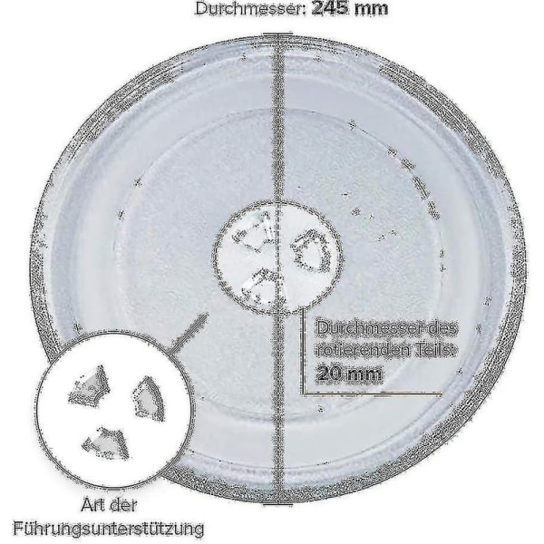 Universal Mikrobølgeovn Drejeskive Glasplade Med 3 Fastgørelser, 245 Mm[HK]