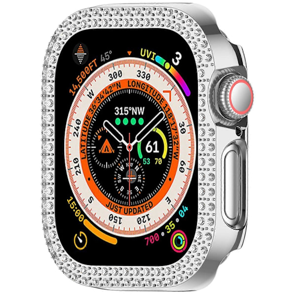 Til Apple Watch Series 10 46mm Dobbelt Række Rhinestone Dekor Hul Cover PC Urramme Etui Multicolor Style E