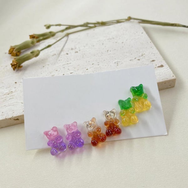 Miniatyyri kumikarhukorvakorut värikkäät eläinkuvioidut korvakorukoristeet