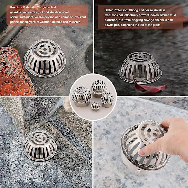HK Rostfritt Stål Fallrör Rännskydd Löv Fångare För Takrör 110mm