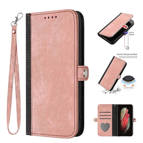 Kotelo Samsung Galaxy A53 5G:lle, Premium Pehmeä PU-nahkainen Käännettävä Folio Lompakko Jalustalla Suojaava Yhteensopiva Samsung Galaxy A53 5G Kuoren kanssa [HK] Pink