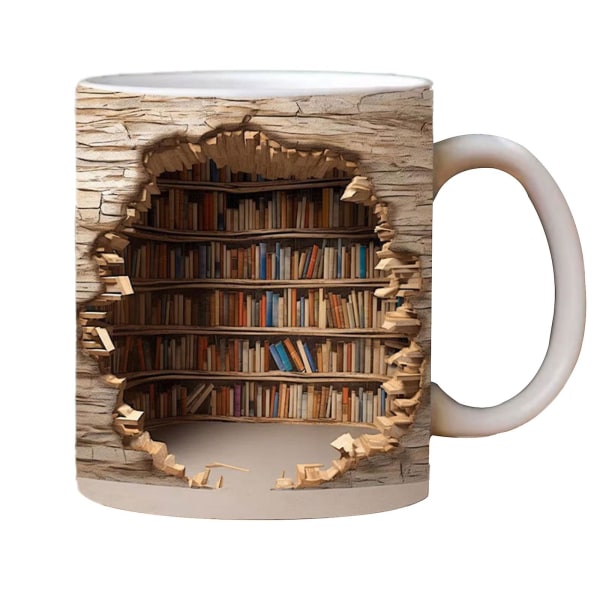 HKK 3D-bibliotekbokhylle-krus, bibliotekskrus, kattebokhylle-krus, bibliotekar gammel bok-krus
