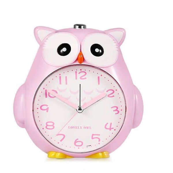 HKK  Alarm Clock Children With Ticking Children's Clock At Night Luminous Multi-functional Mute Bedside Alarm Clock-pink Owl