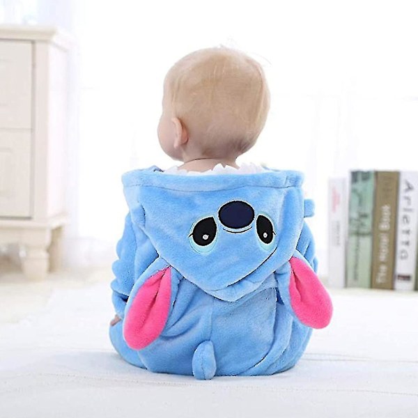 Bran Unisex Baby Romper Søt Varm Sting Dyr Lang Ermer Glidelås Fortykket Fleece Høst Vinter Barn\"s Klær[HK] blue 80cm