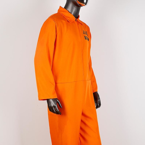 Män Och Kvinna Fånge Jumpsuit Kostym Cosplay Kostymer Halloweenfest Karneval Unisex Orange Fängelse Fängelse Fängelse Kriminell Klänning[HK] L 165-175cm Adult 1