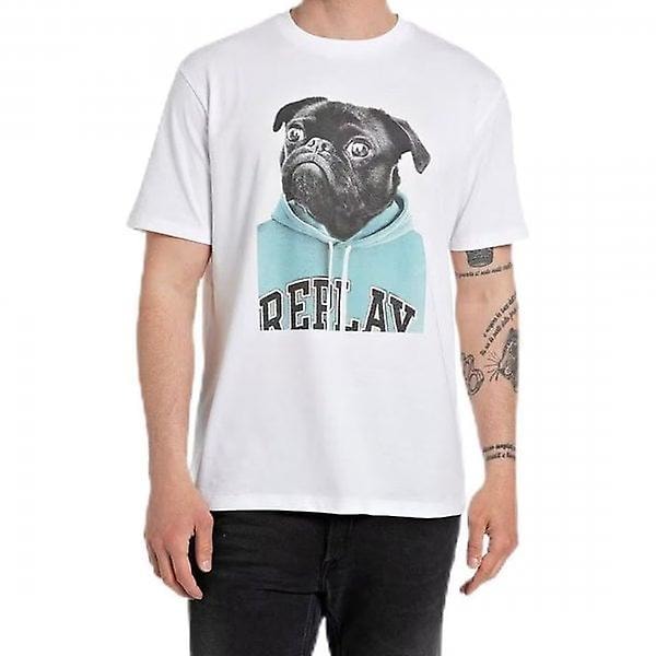 \"Herre Dog In Hoody Grafik Print T-Shirt Hvid M6808\"[HK] Medium