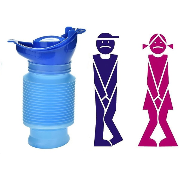 Återanvändbar urinal för nödsituationer Bärbar krympbar personlig mobil toalett potta kissflaska för barn Vuxna campingbilsresor (750 ml)