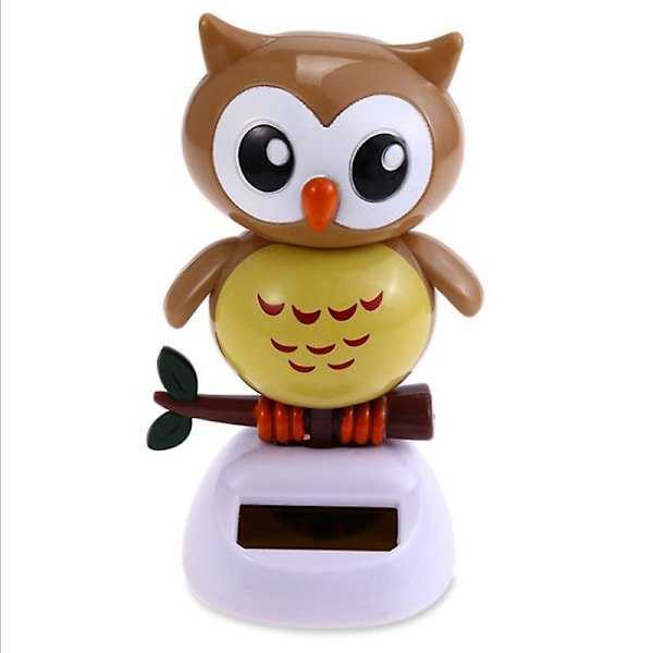 Aurinkoinen sarjakuvahahmo koriste autokojelautaan dynaaminen tanssi eläin pöytäkoriste kotiin työpöydälle toimistoon[HkkK] Beige Owl