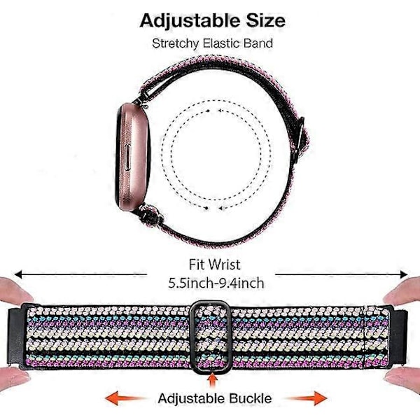 Justerbara elastiska band för Fitbit Versa 2/Versa/Versa Lite[HK]