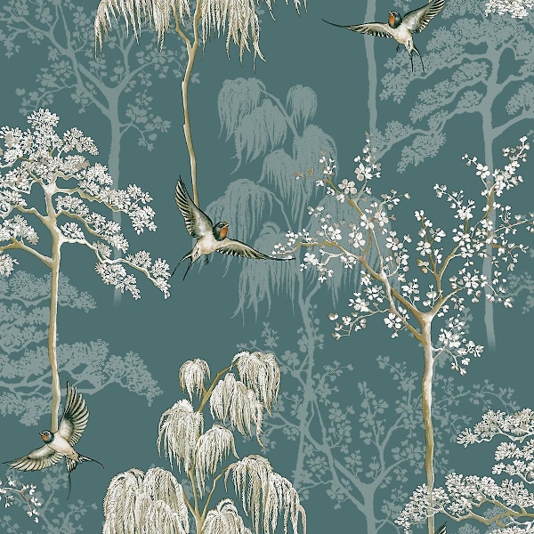 Japanilainen puutarhatapetti [HK] Teal